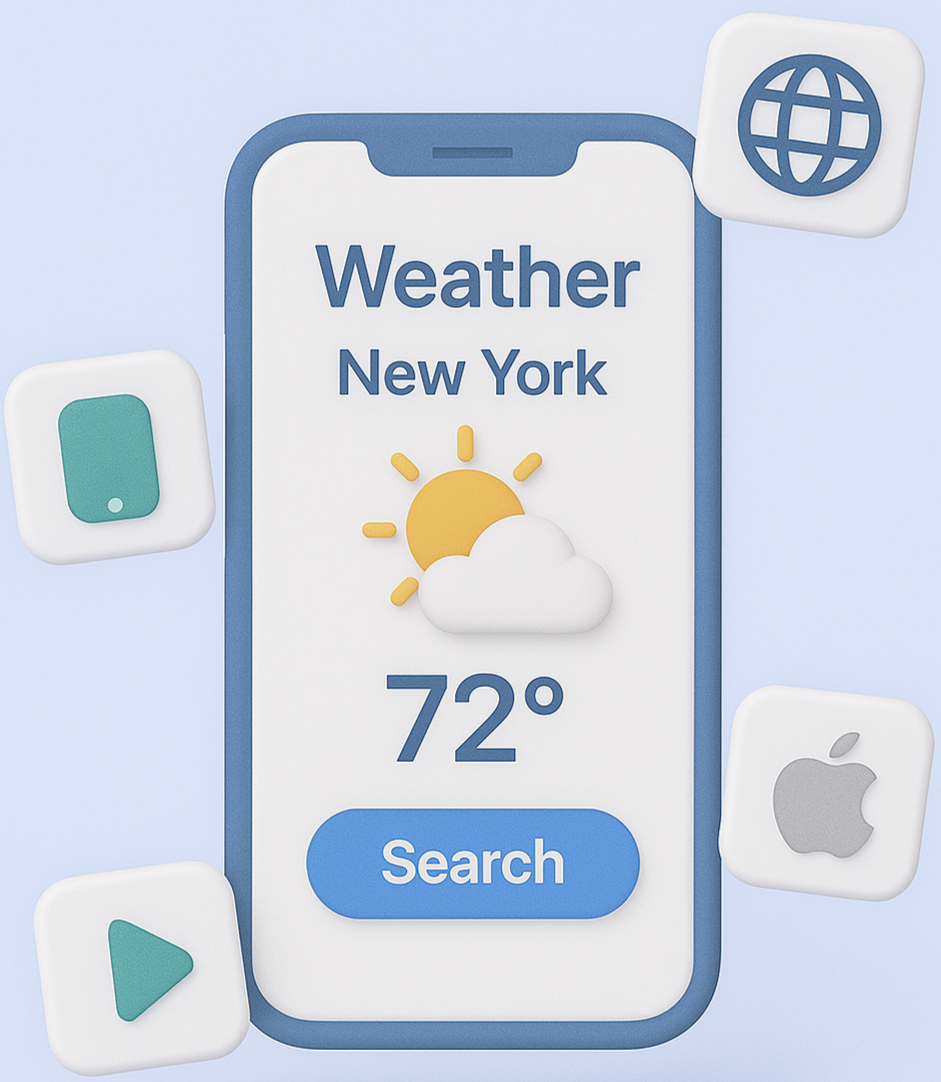 Interfaz de usuario de la app móvil de pronóstico del clima