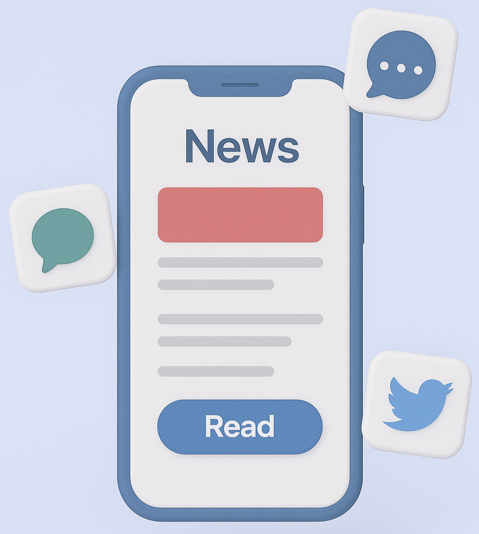 Interfaz de la aplicación móvil Noticias GG 2 mostrando una lista de titulares de noticias.